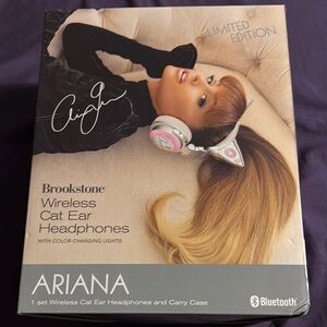 Brookstone Wireless Cat Ear Headphones - Pink and Silver